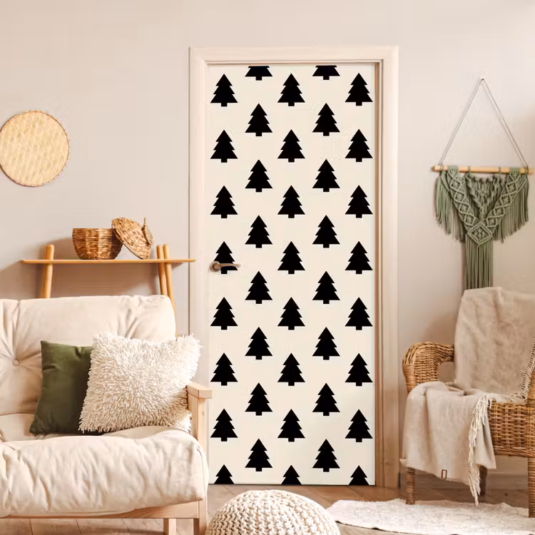 Deursticker - Kerstboom - Wit - Zwart — 4