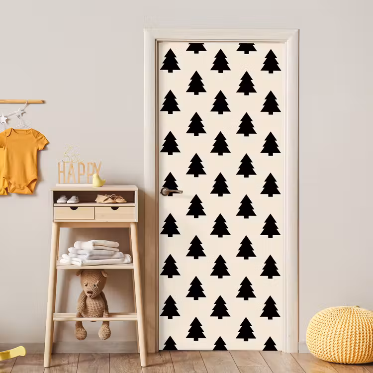 Deursticker - Kerstboom - Wit - Zwart — 6