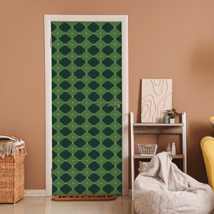 Deursticker - Ster - Groen - Roze - Kerst — 2