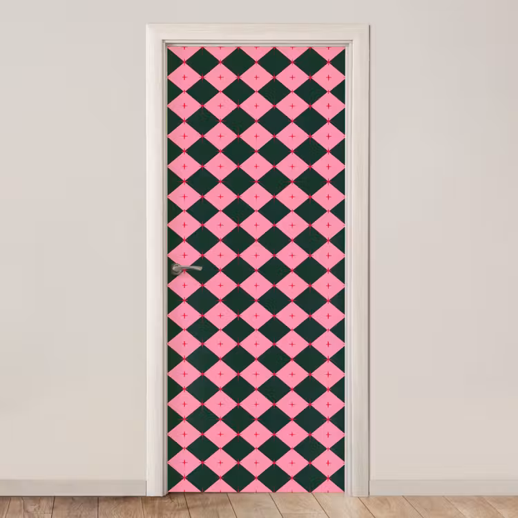 Deursticker - Ster - Roze - Groen - Kerst — 1