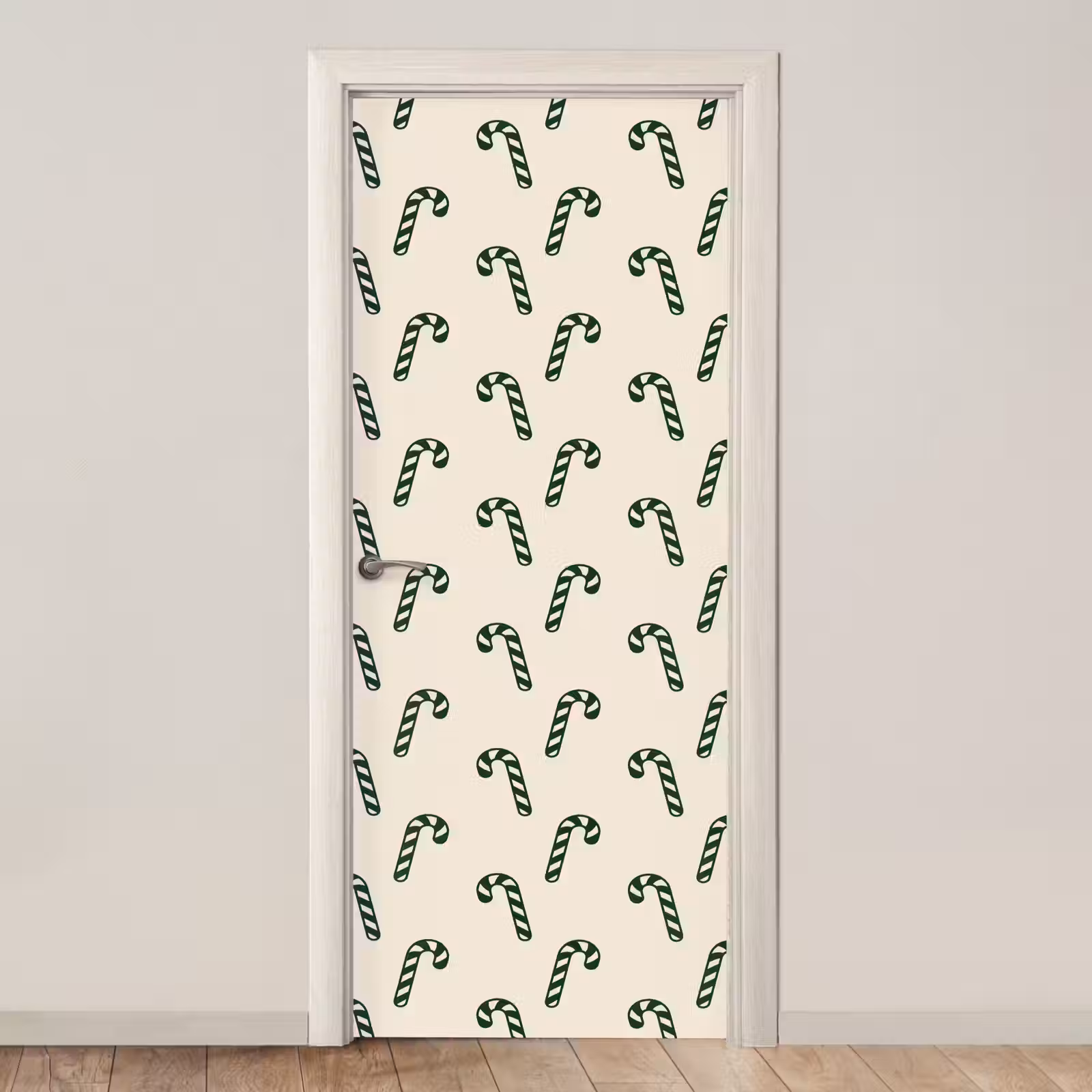 Deursticker - Kerst - Groen - Crème - Zuurstok — 1