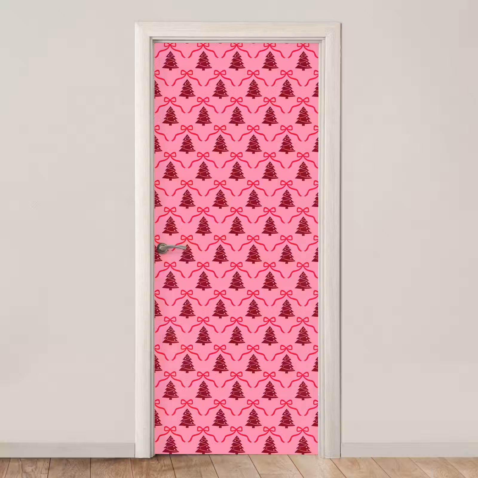 Deursticker - Kerst - Rood - Roze - Strik — 1