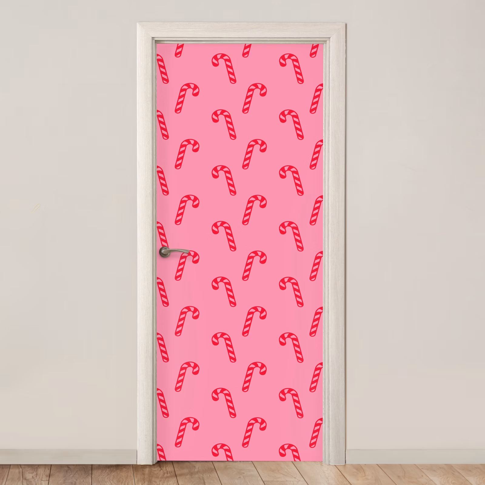 Deursticker - Kerst - Rood - Roze - Zuurstok — 1