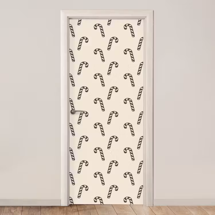 Deursticker - Kerst - Grijs - Crème - Zuurstok — 1