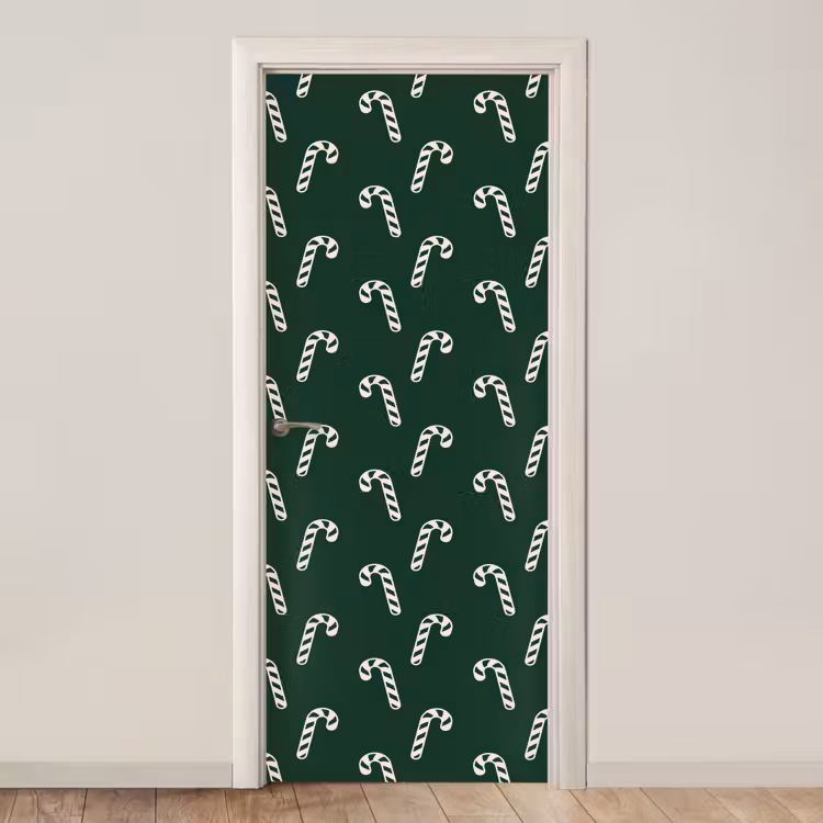 Deursticker - Kerst - Groen - Wit - Zuurstok — 1