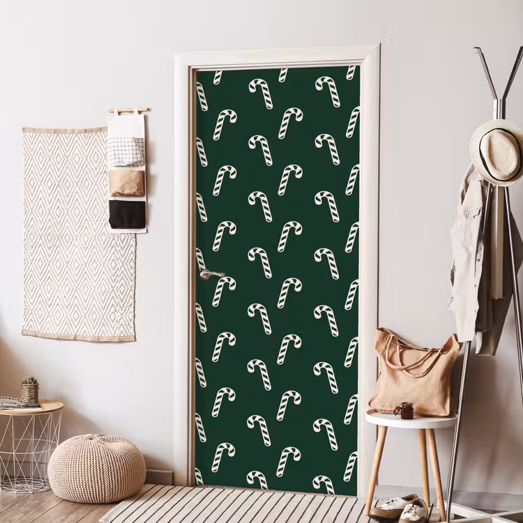 Deursticker - Kerst - Groen - Wit - Zuurstok — 8