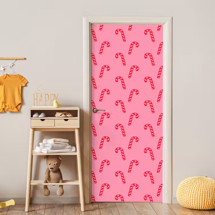 Deursticker - Kerst - Rood - Roze - Zuurstok — 6
