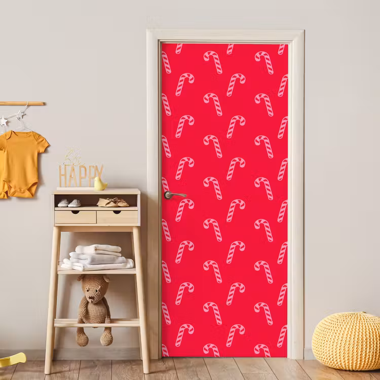 Deursticker - Kerst - Roze - Rood - Zuurstok — 6