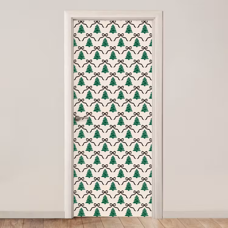 Deursticker - Kerst - Wit - Zwart - Strik — 1