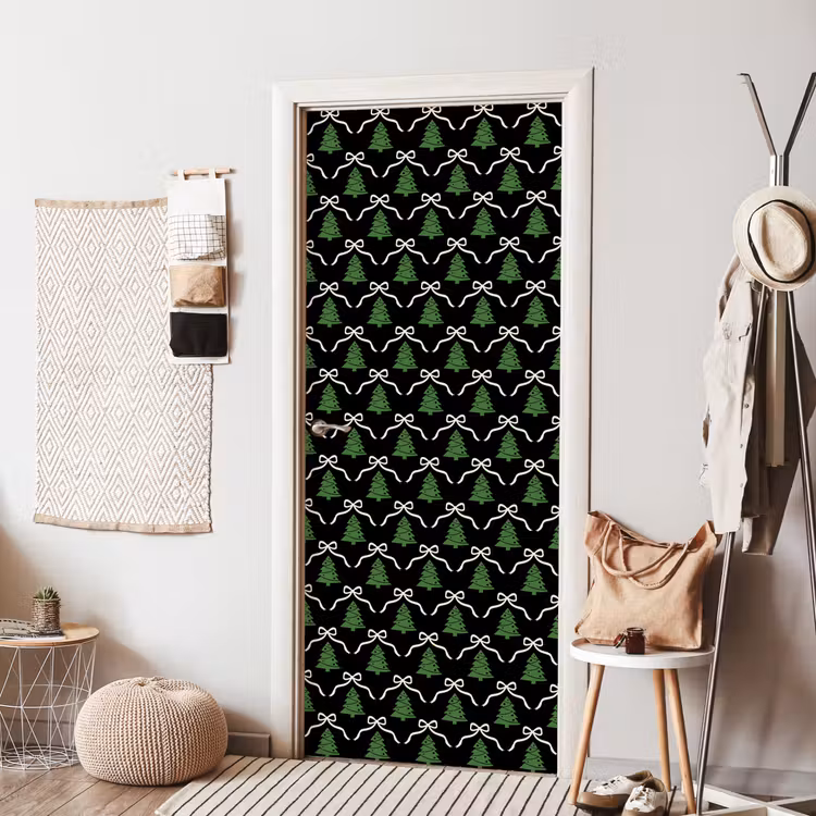 Deursticker - Kerst - Zwart - Wit - Strik — 8