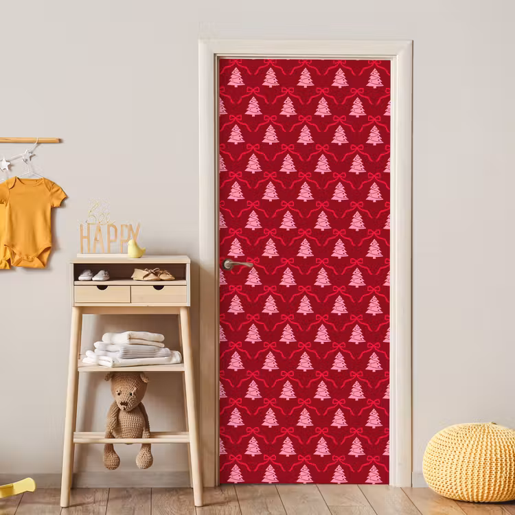 Deursticker - Strik - Rood - Roze - Kerst — 6