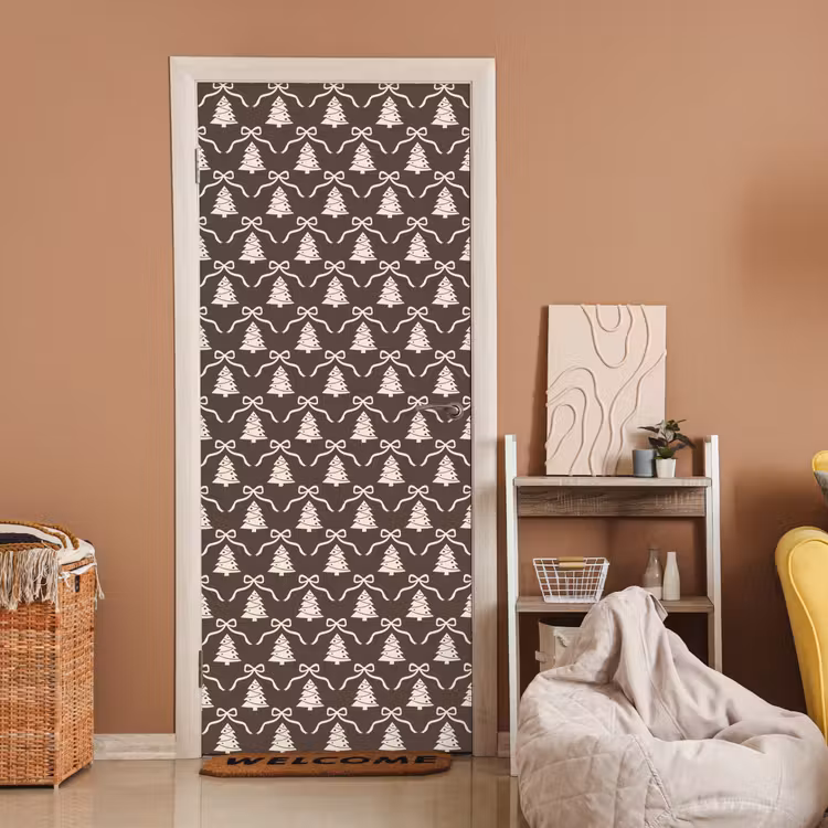Deursticker - Strik - Taupe - Wit - Kerst — 2
