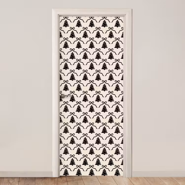 Deursticker - Strik - Zwart - Wit - Kerst — 1