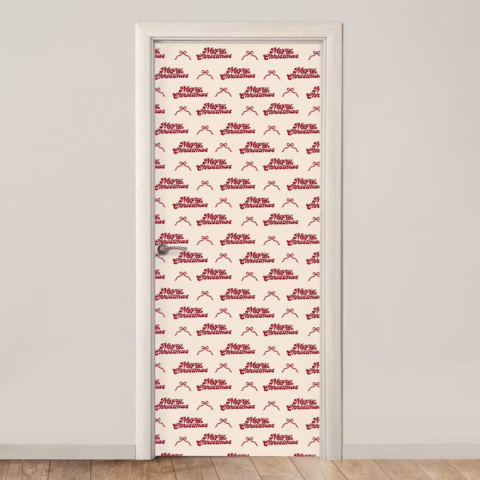 Deursticker - Tekst - Rood - Crème - Strik — 1