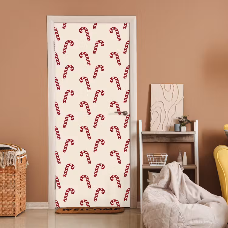 Deursticker - Kerst - Rood - Crème - Zuurstok — 2