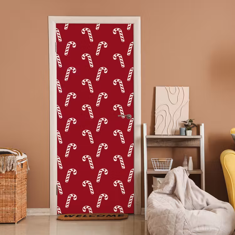 Deursticker - Kerst - Rood - Wit - Zuurstok — 2