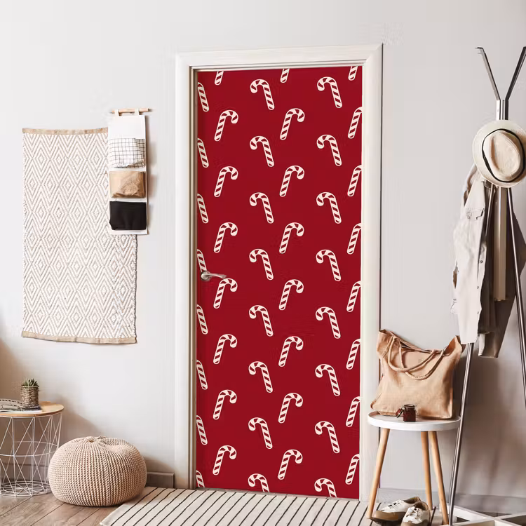 Deursticker - Kerst - Rood - Wit - Zuurstok — 8