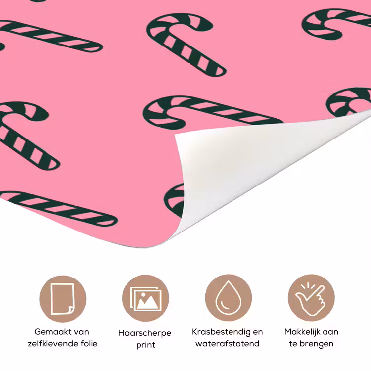 Deursticker - Kerst - Roze - Groen - Zuurstok — 3
