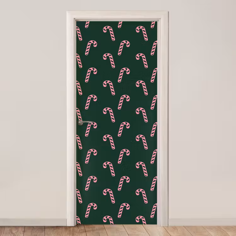 Deursticker - Kerst - Roze - Groen - Zuurstok — 1