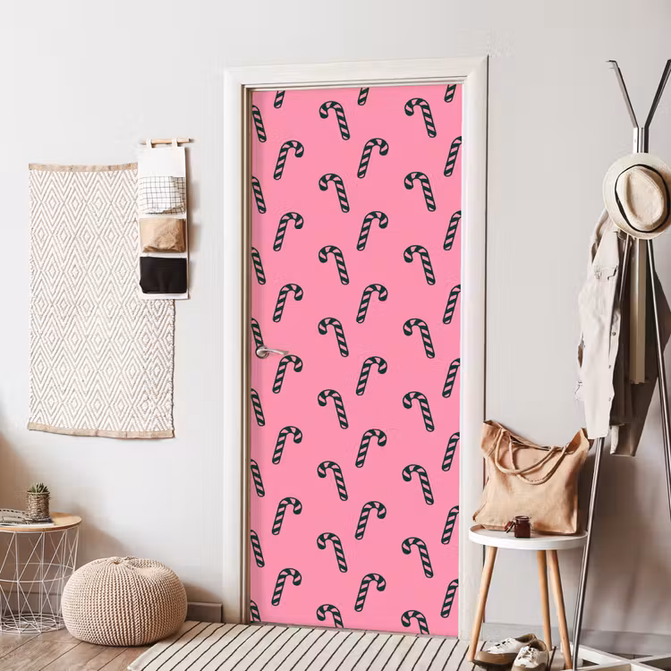 Deursticker - Kerst - Roze - Groen - Zuurstok — 8