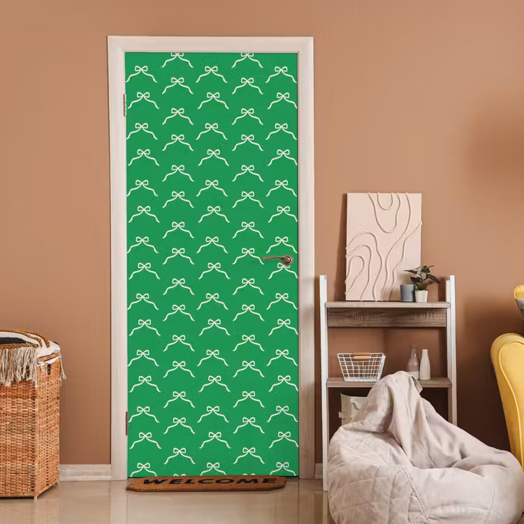 Deursticker - Strik - Kerst - Groen - Wit — 2