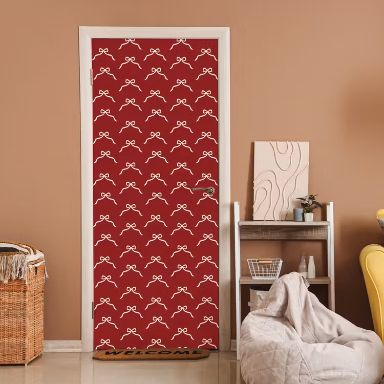 Deursticker - Strik - Kerst - Rood - Wit — 2