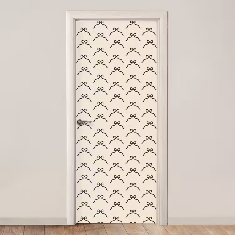 Deursticker - Strik - Kerst - Zwart - Crème — 1
