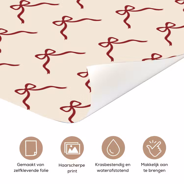 Deursticker - Strik - Rood - Crème - Kerst — 3