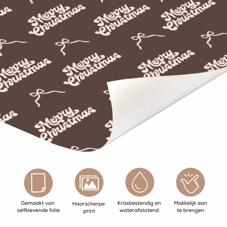 Deursticker - Tekst - Crème - Bruin - Strik — 3