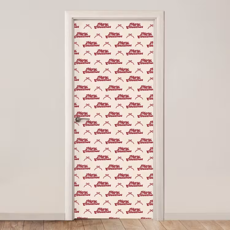 Deursticker - Tekst - Rood - Crème - Strik — 1