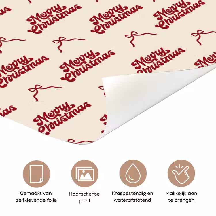 Deursticker - Tekst - Rood - Crème - Strik — 3