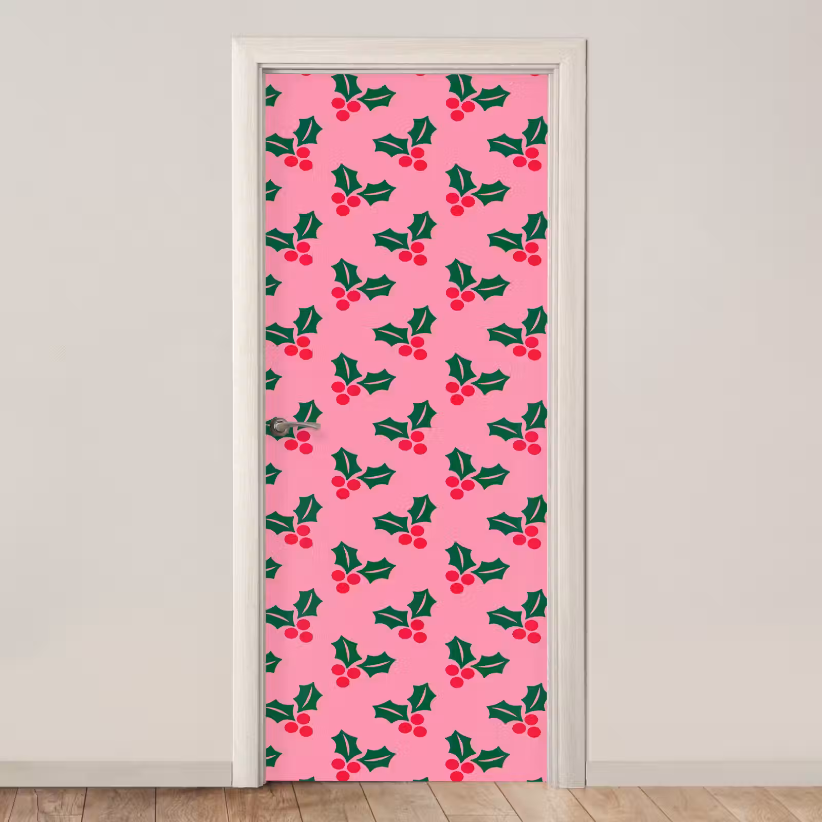 Deursticker - Hulst - Kerst - Roze — 1