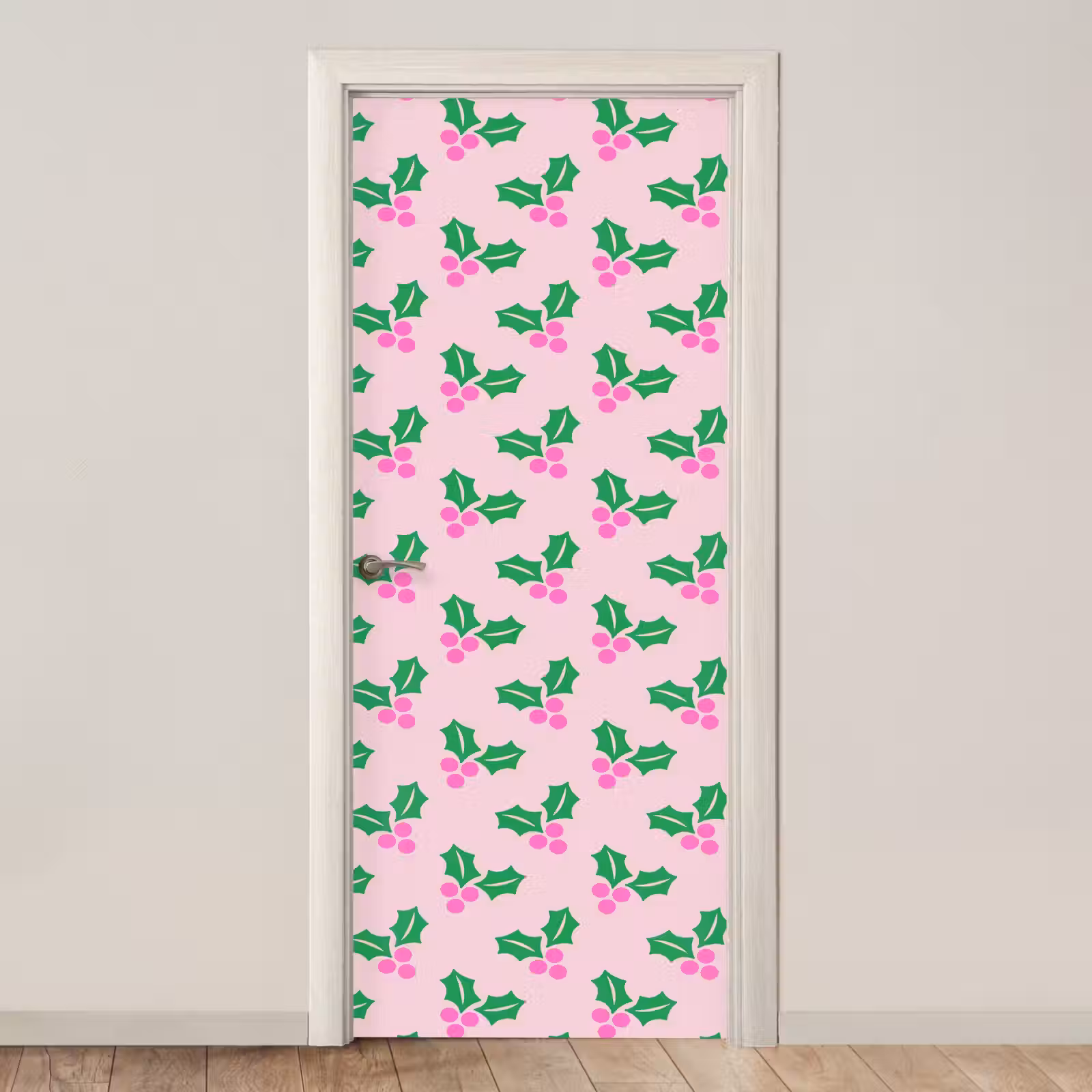 Deursticker - Kerst - Hulst - Roze — 1