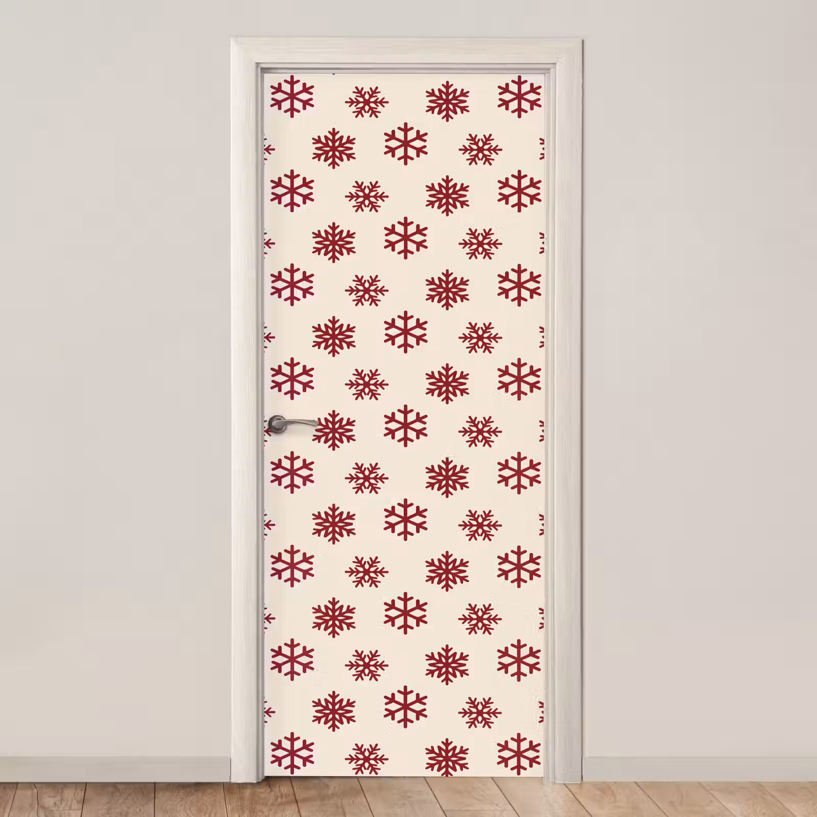 Deursticker - Sneeuwvlok - Crème - Rood — 1