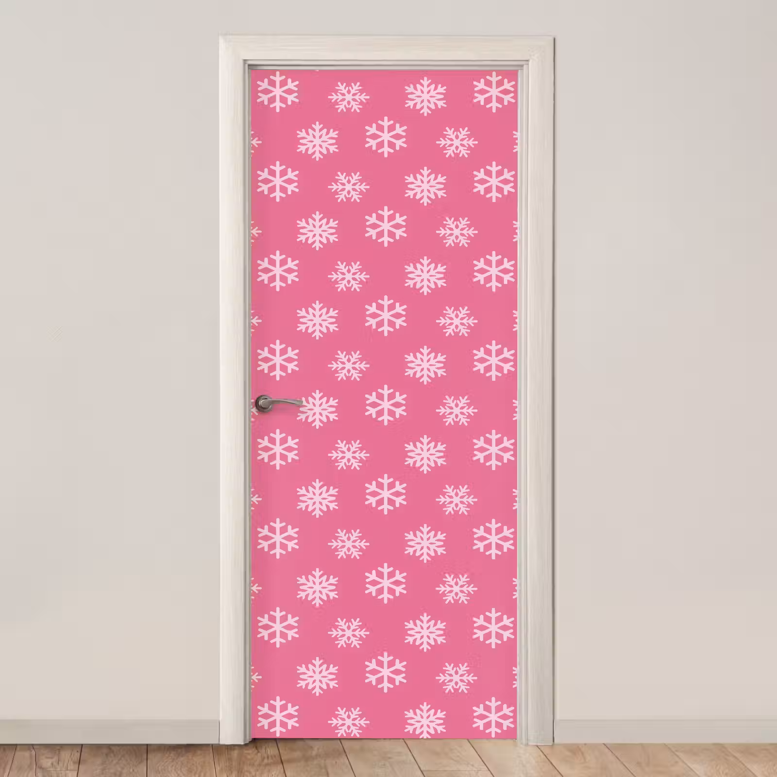 Deursticker - Sneeuwvlok - Kerst - Roze — 1
