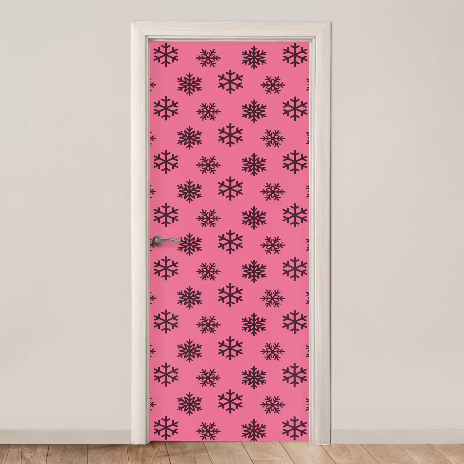 Deursticker - Sneeuwvlok - Paars - Roze - Kerst — 1