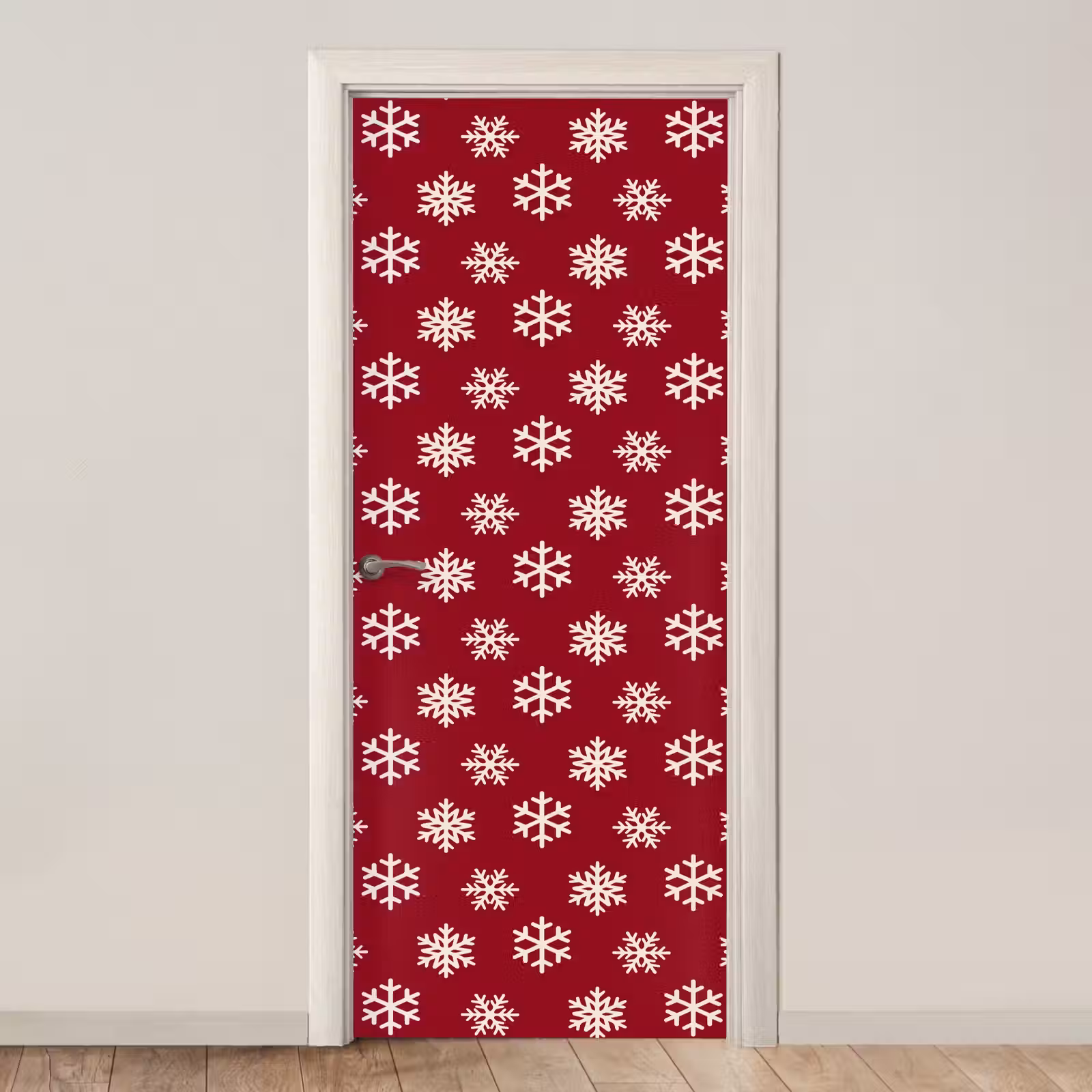 Deursticker - Sneeuwvlok - Rood - Wit - Kerst — 1