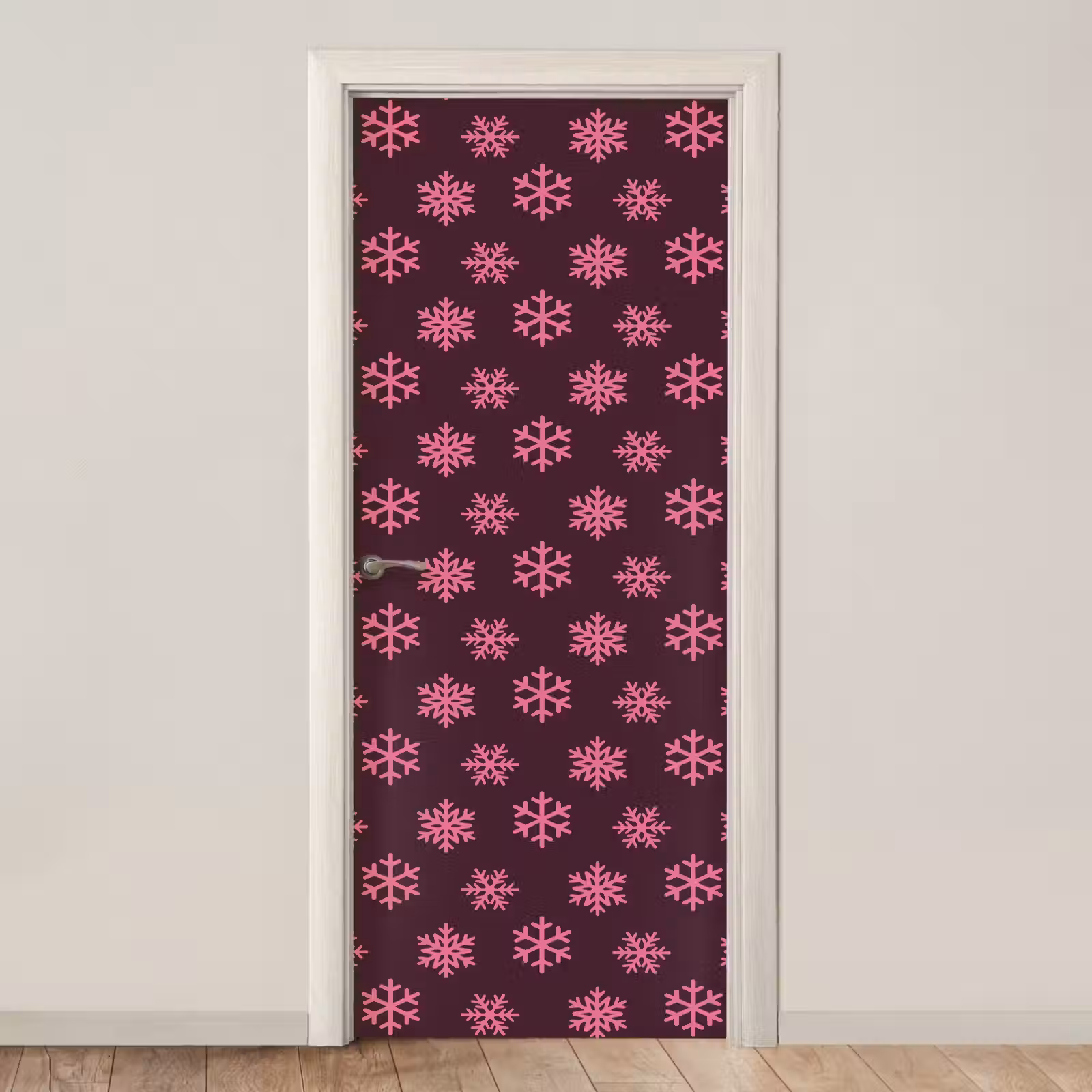 Deursticker - Sneeuwvlok - Roze - Paars - Kerst — 1
