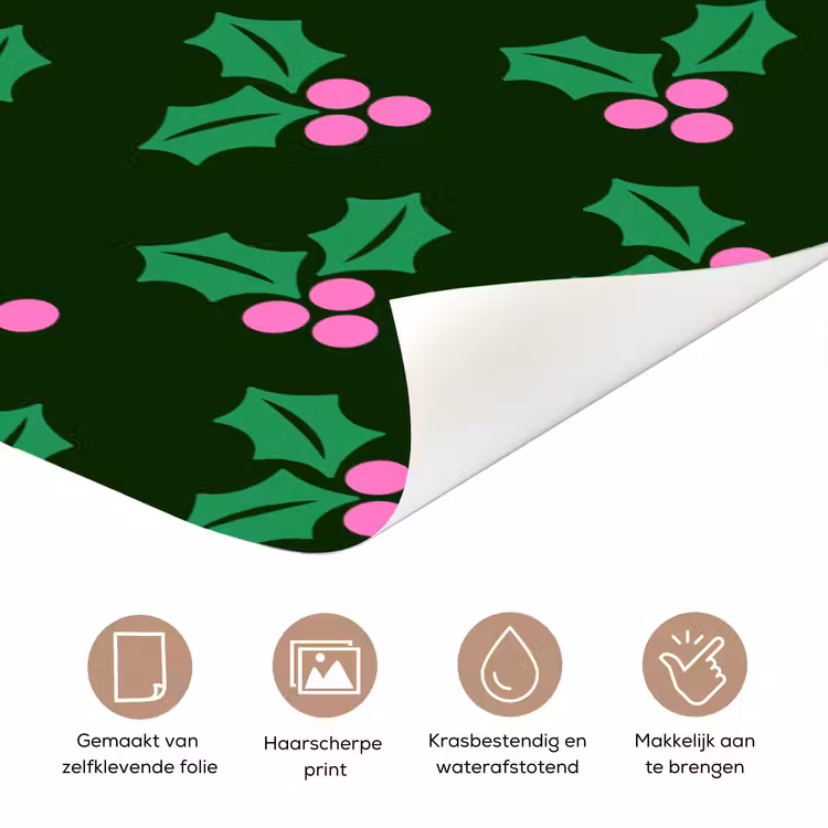Deursticker - Hulst - Groen - Roze - Kerst — 3