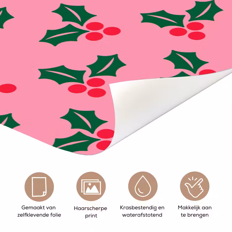 Deursticker - Hulst - Kerst - Roze — 3