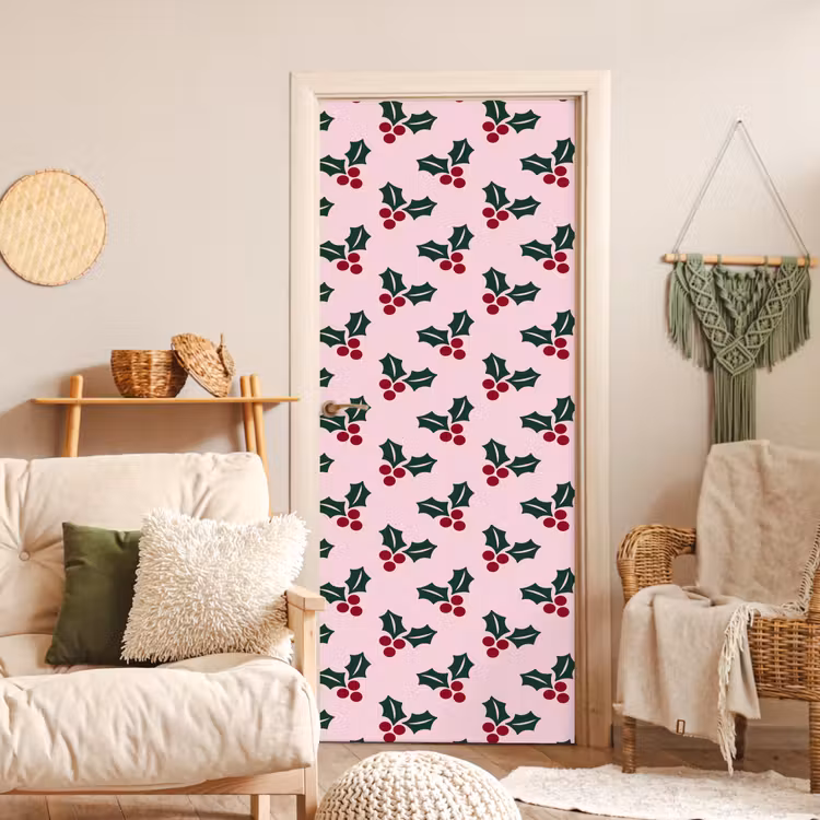 Deursticker - Kerst - Hulst - Groen - Roze — 4
