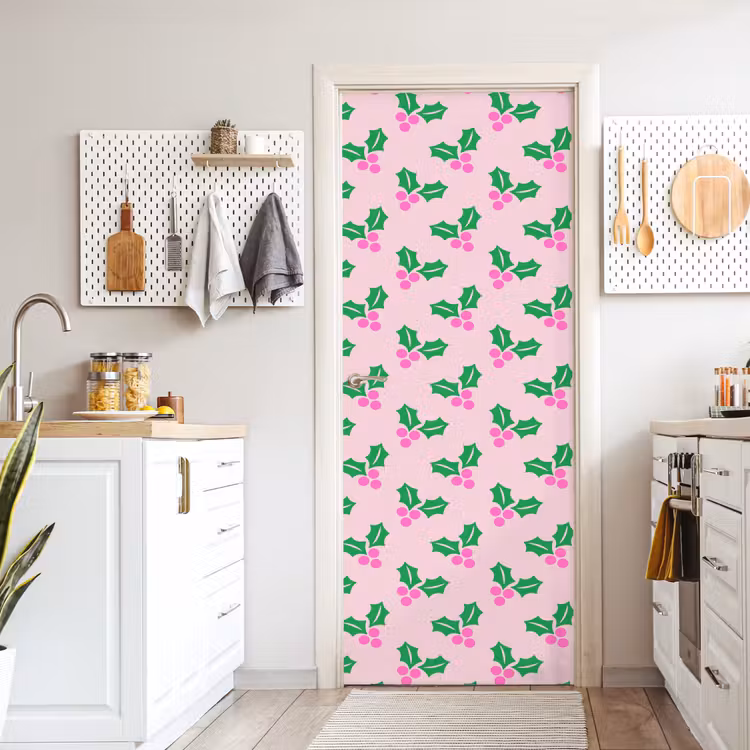 Deursticker - Kerst - Hulst - Roze — 7