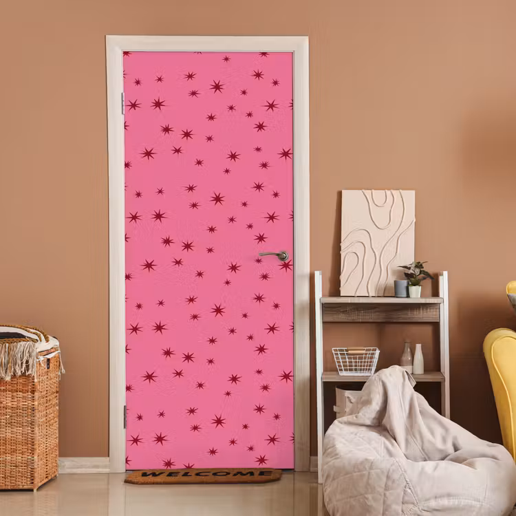 Deursticker - Kerst - Ster - Rood - Roze — 2