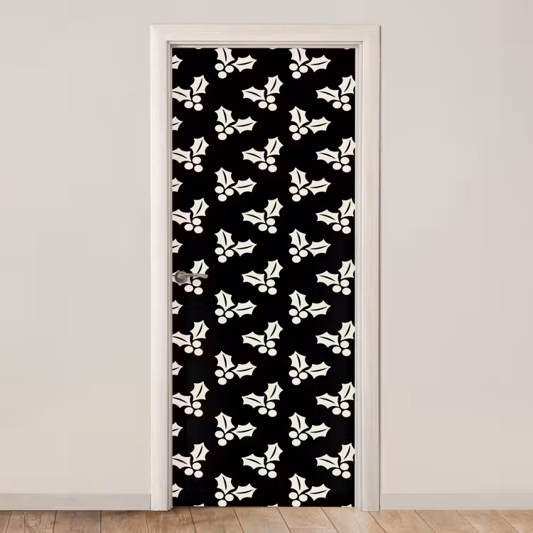 Deursticker - Kerst - Zwart - Wit - Hulst — 1
