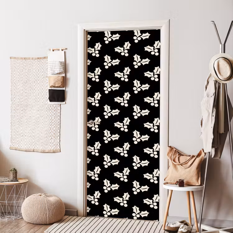 Deursticker - Kerst - Zwart - Wit - Hulst — 8