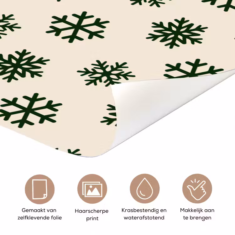 Deursticker - Sneeuwvlok - Crème - Groen - Kerst — 3