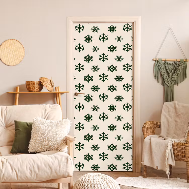 Deursticker - Sneeuwvlok - Crème - Groen - Kerst — 4