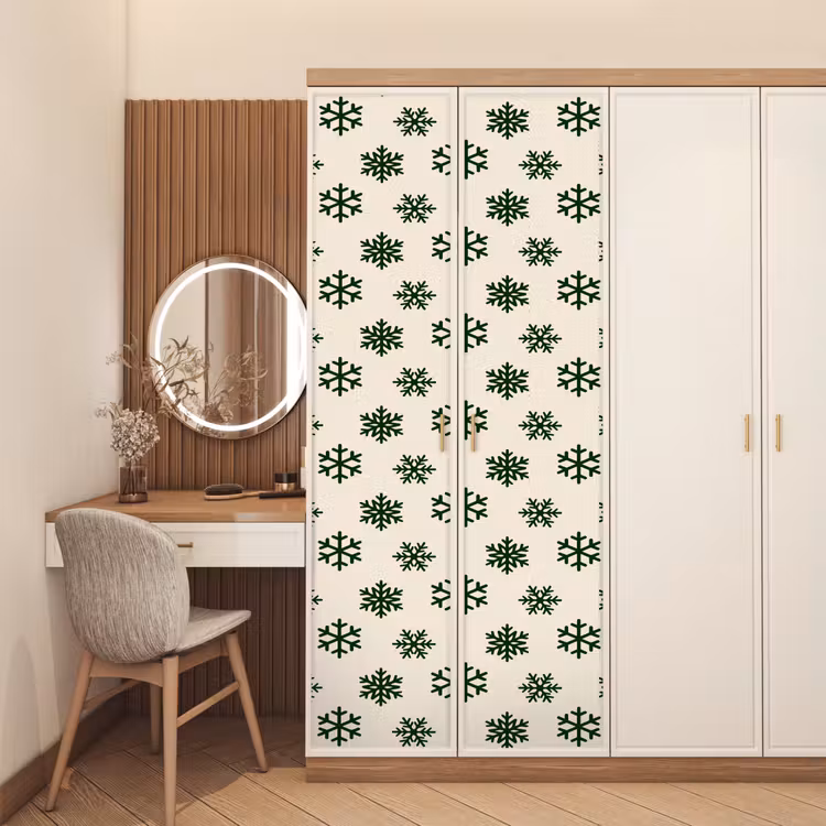 Deursticker - Sneeuwvlok - Crème - Groen - Kerst — 5