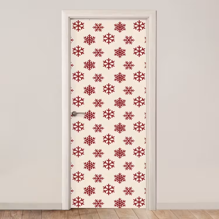 Deursticker - Sneeuwvlok - Crème - Rood — 1