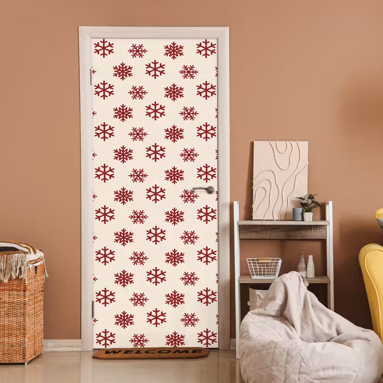 Deursticker - Sneeuwvlok - Crème - Rood — 2
